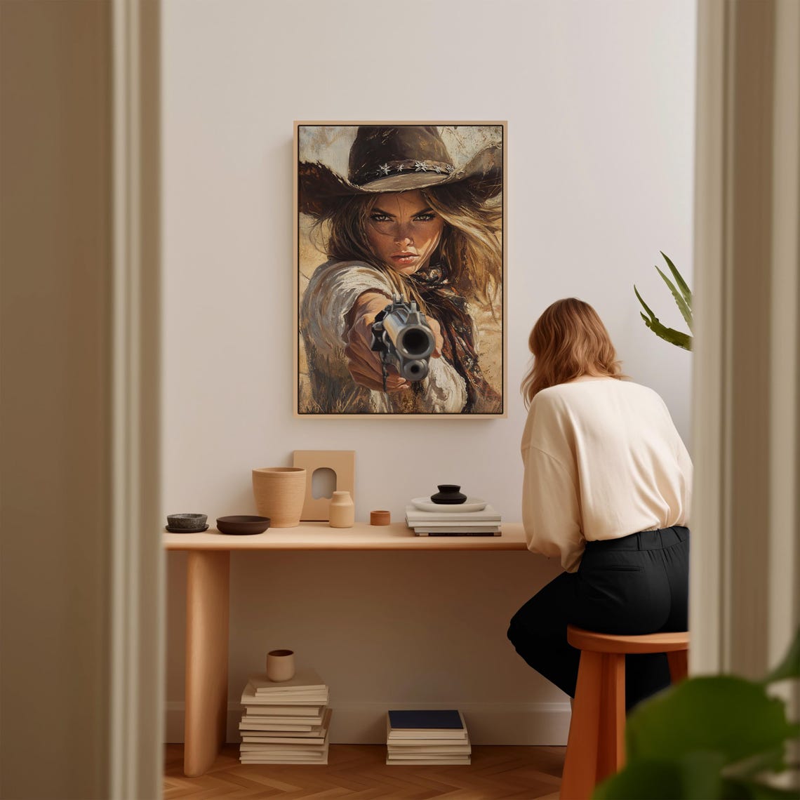 Cowgirl Art Western Woman With Revolver Vintage Style Wall Decor Rustic Country Art Print Badass Cowgirl Poster - Image 5