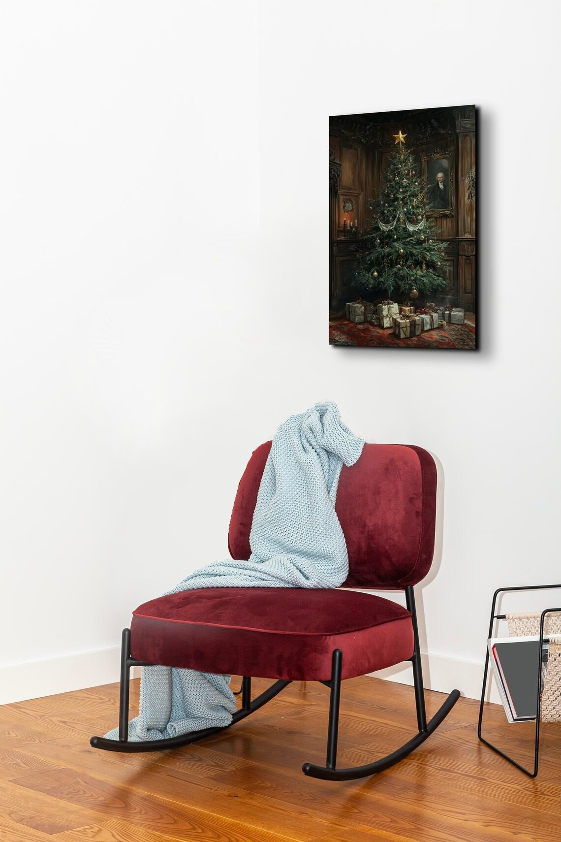Moody Victorian Christmas Tree With Gold Star And Gifts Poster - Image 4