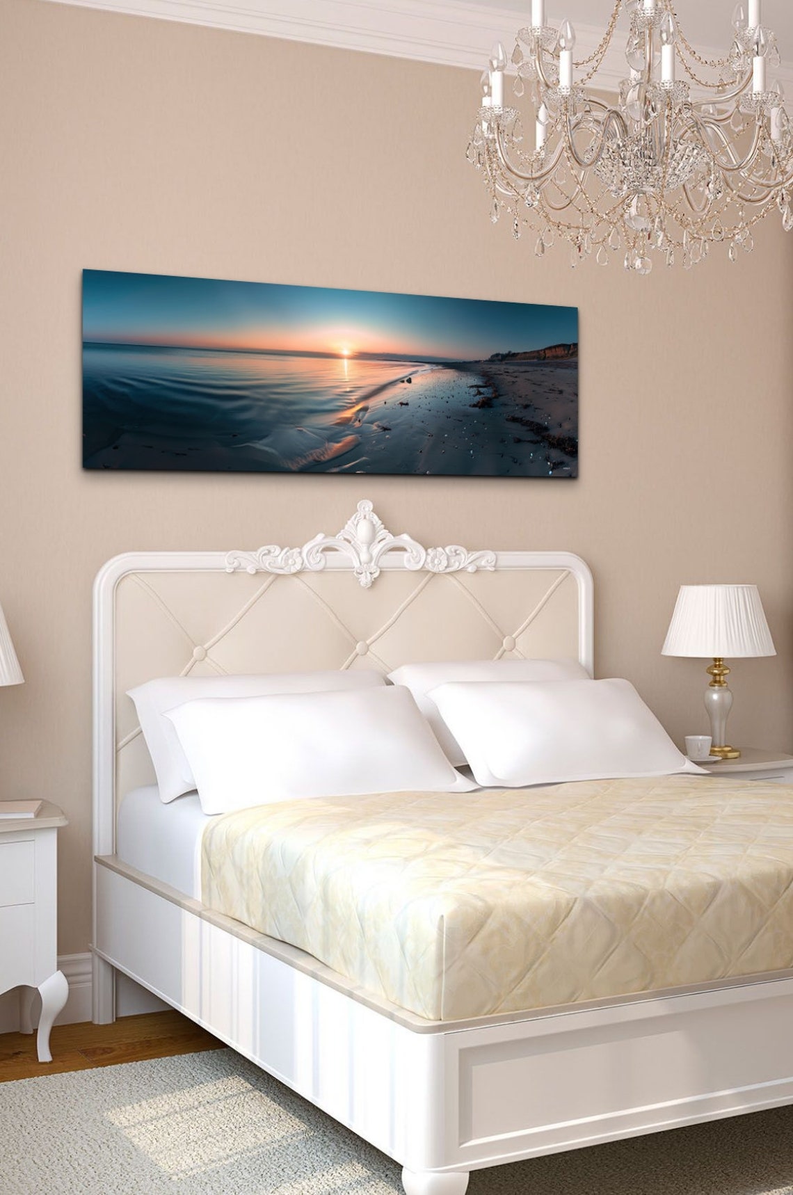 Sunrise Over Calm Ocean Shoreline Wet Sand Reflections Wall Art - Image 6