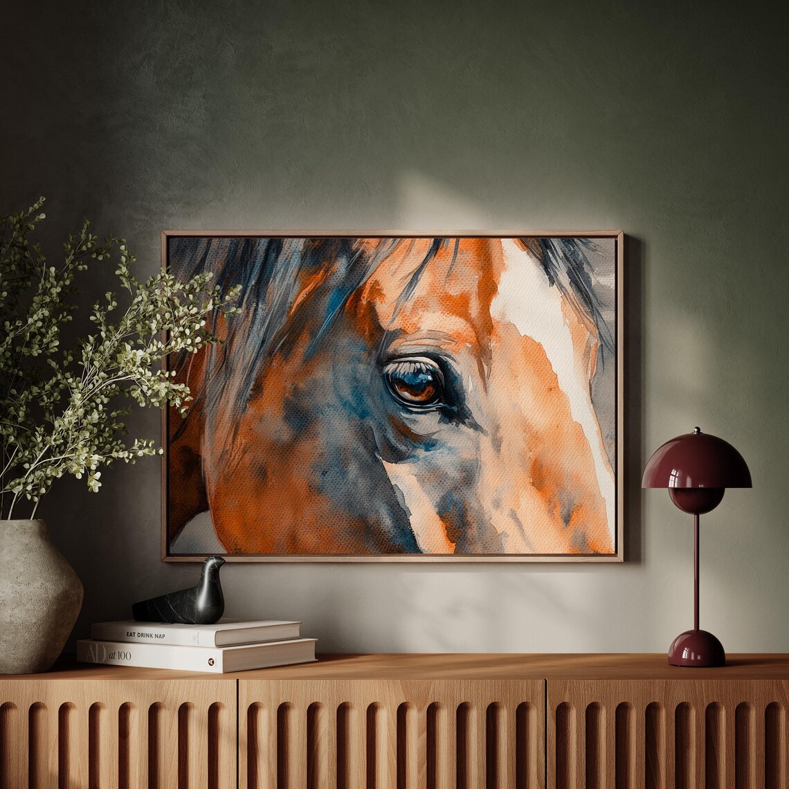 Watercolor Horse Close Up Art Print, Rustic Farmhouse - Image 3