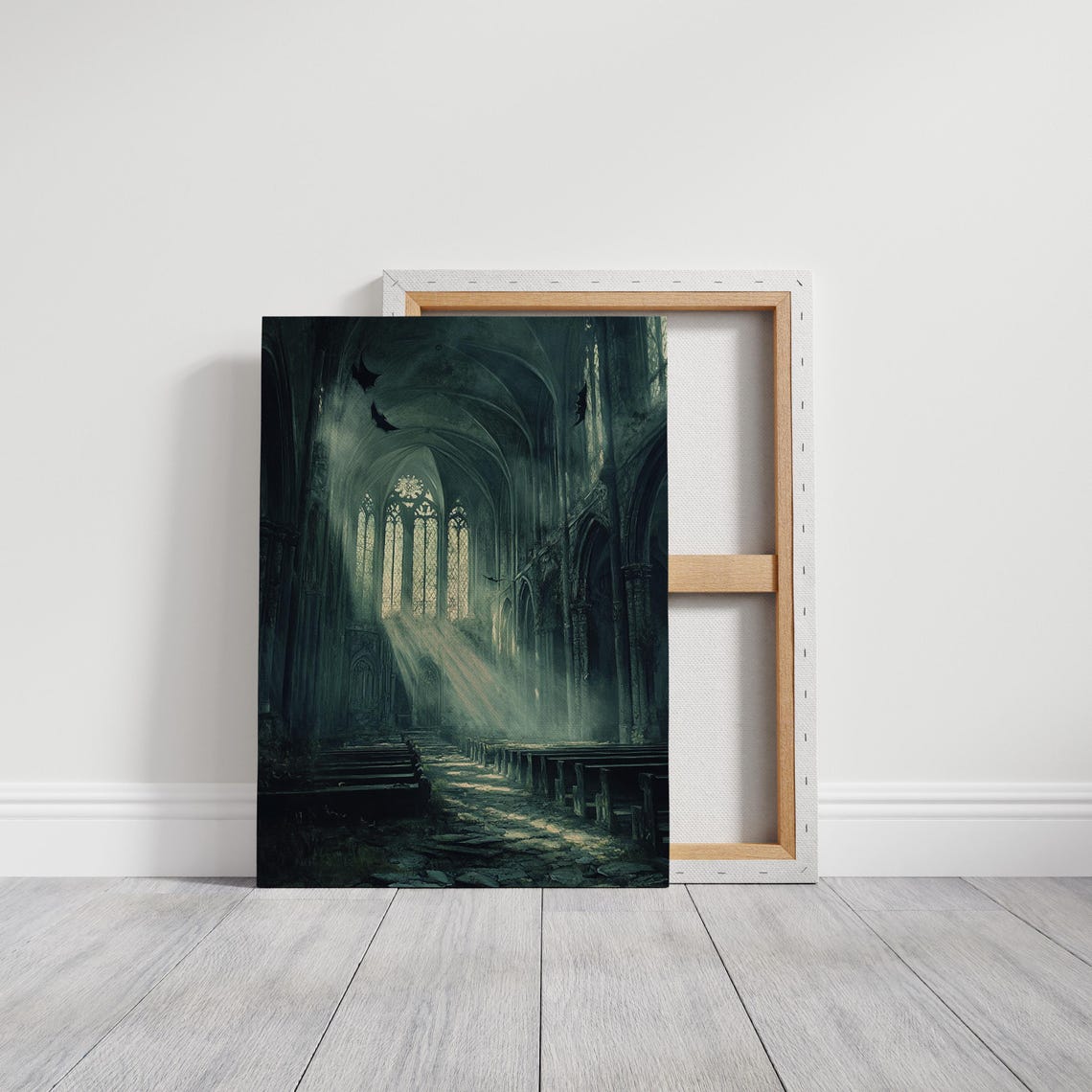 Abandoned Cathedral Bats Moonlit Beams Dark Gothic Vintage Art Poster - Image 6