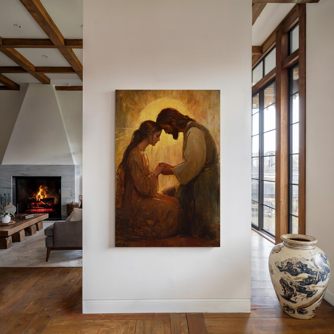 Jesus and a Woman in Tender Prayer With Foreheads Touching Poster - Image 4