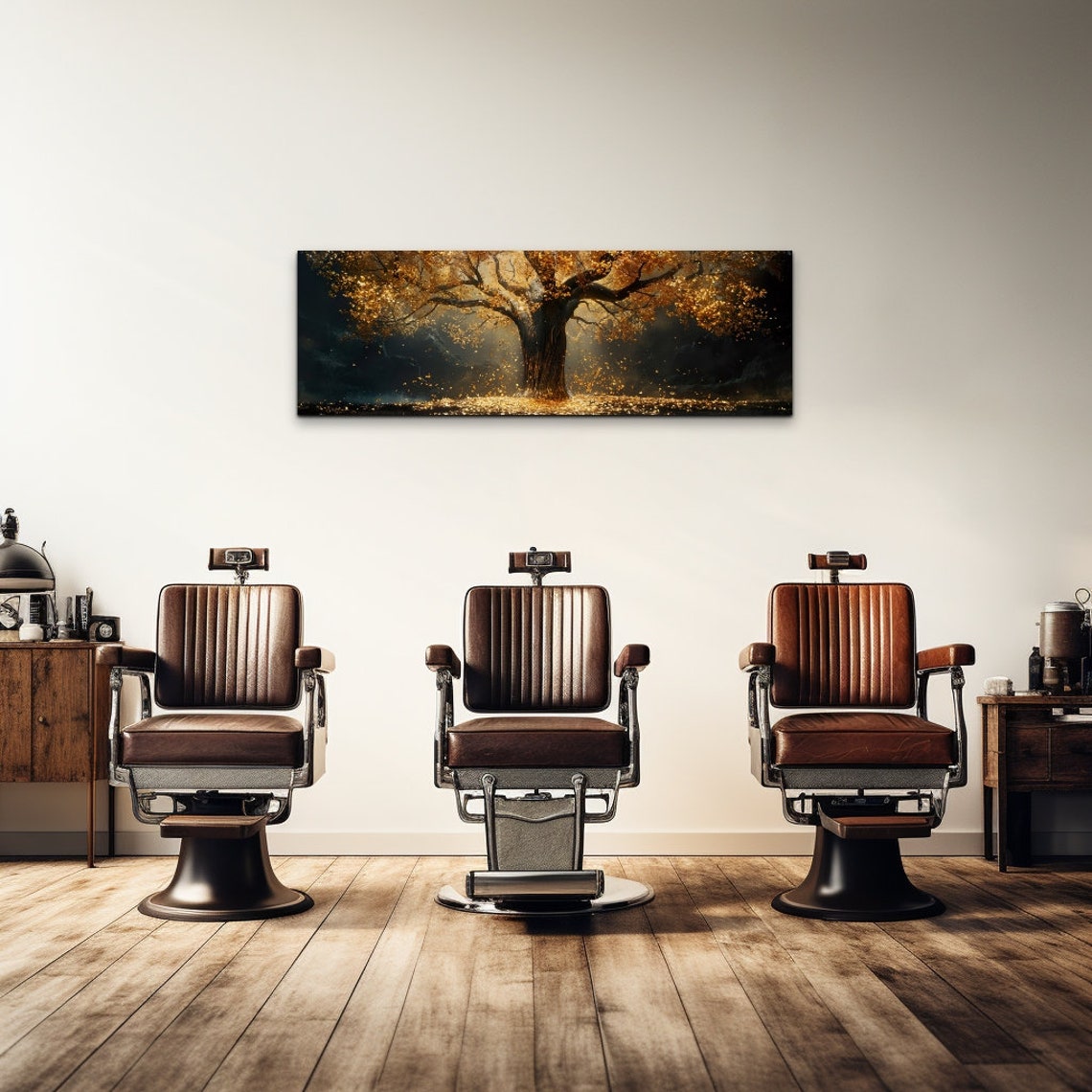Golden Tree of Life on Black Shimmering Luxury Panoramic Poster - Image 7