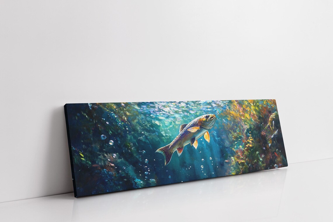 Rainbow Trout Swimming Upward Underwater Nature Wildlife Art Poster - Image 3