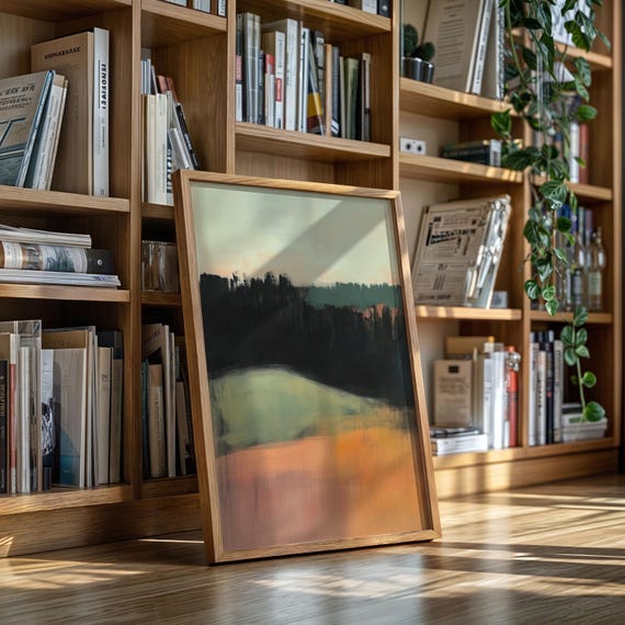 Abstract Sunset Landscape Minimal Brushstroke Nature Painting