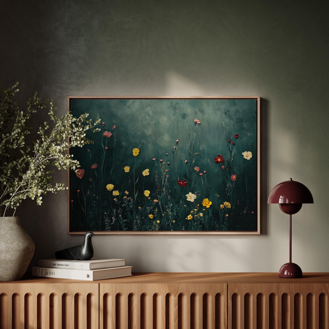 Dark Floral Meadow Vintage Botanical Art Print - Image 5