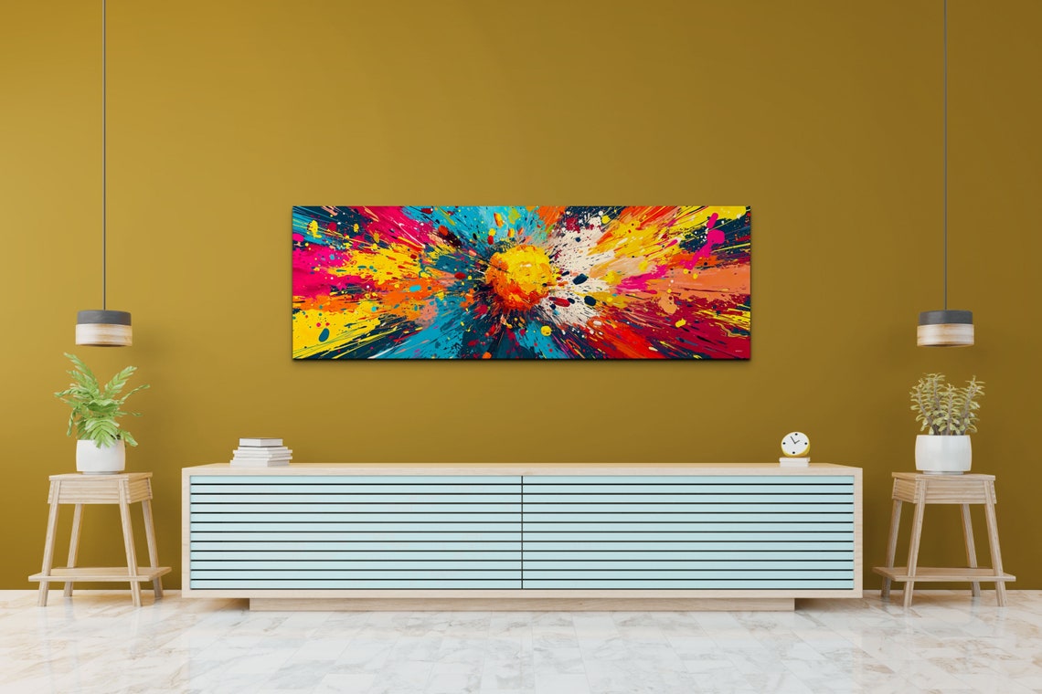Panoramic Abstract Color Explosion Splatter Paint Burst Wall Art - Image 6