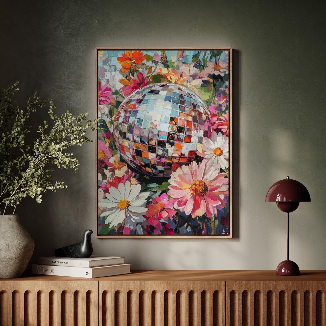Shimmering Disco Ball Nestled in a Colorful Flower Garden Poster - Image 6
