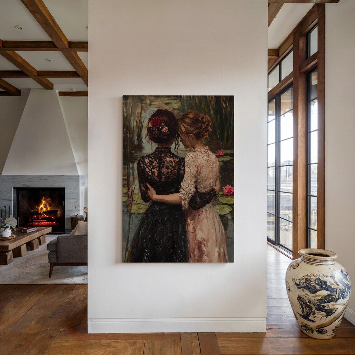 Friendship Painting, Romantic Victorian Women Art Print - Image 3