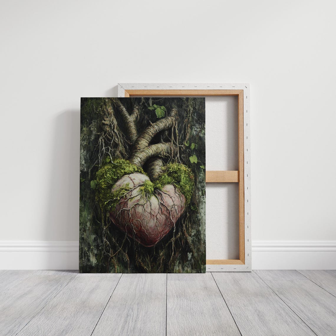 Anatomical Heart Covered in Moss with Tree Roots Dark Gothic Poster - Image 3