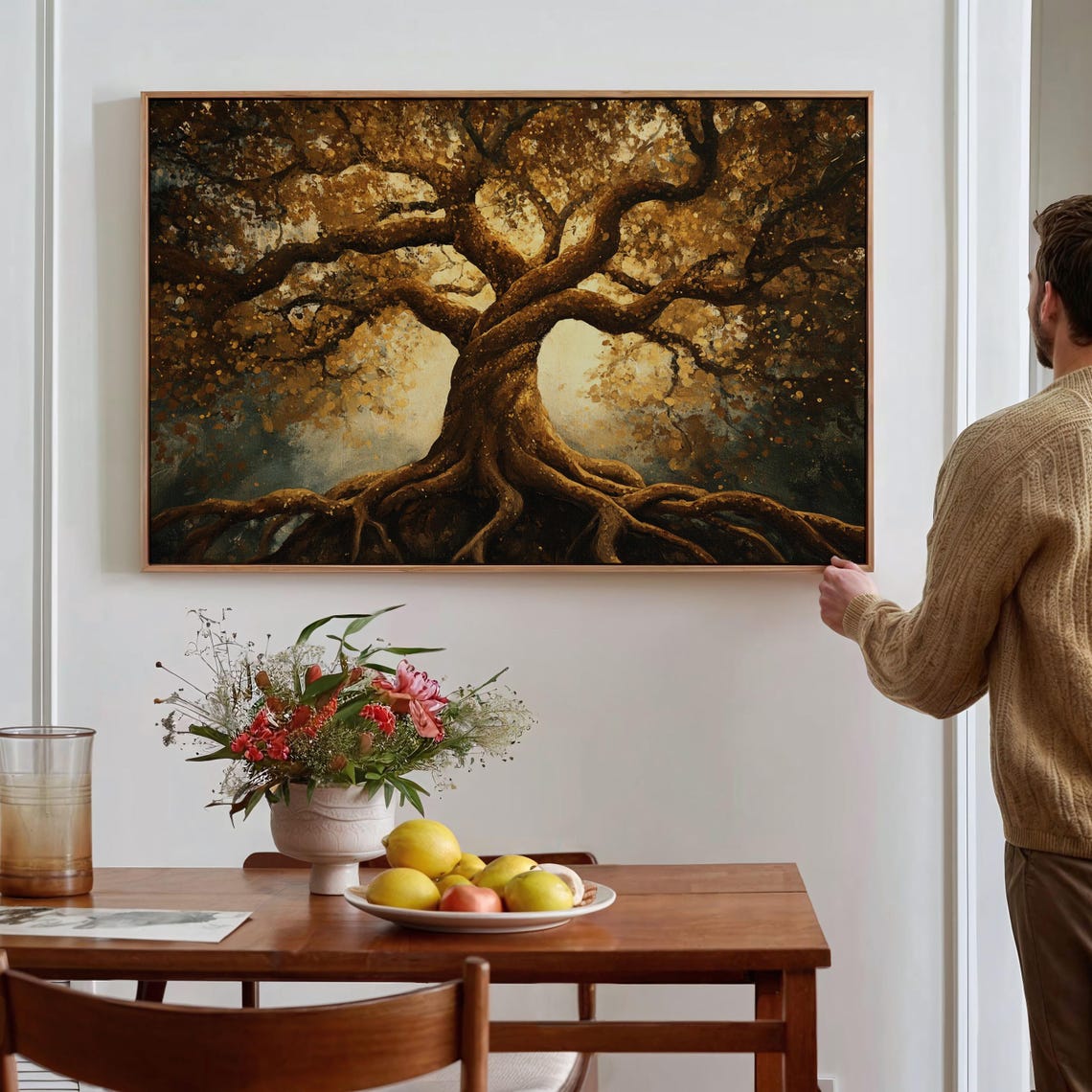 Twisted Golden Tree With Deep Roots And Shimmering Leaves Poster - Image 4