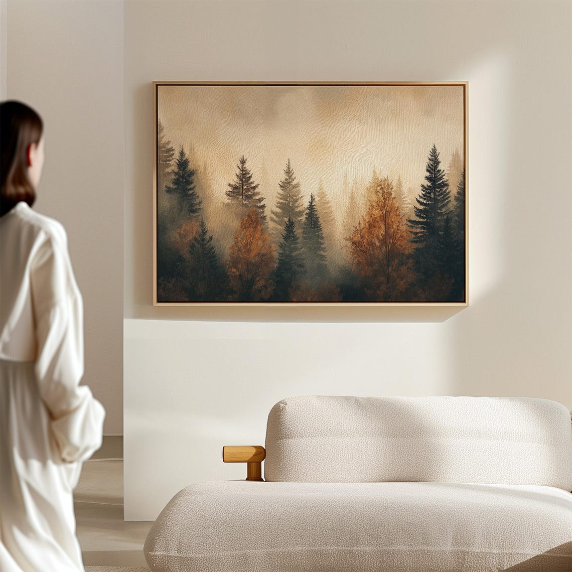 Golden Hour Misty Evergreen Forest Autumn Glow Nature Poster - Image 3