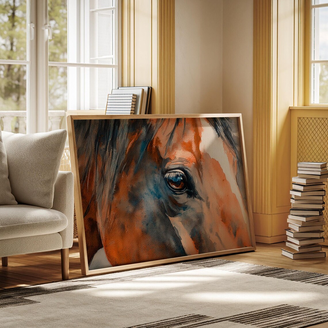 Watercolor Horse Close Up Art Print, Rustic Farmhouse - Image 5