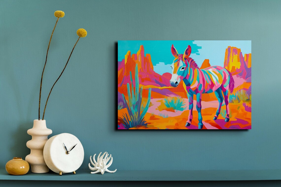 Day Glow Southwest Donkey Retro Desert Art Print - Image 5