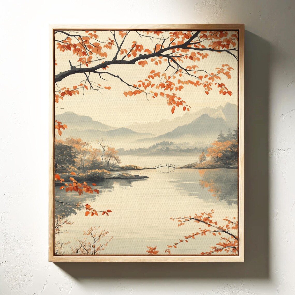 Autumn Lake Japanese Landscape Art Print, Zen Nature - Image 2