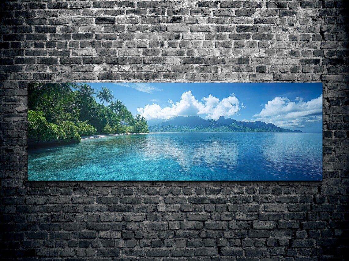 Mountain Lake Photography Panoramic Scenery Ready To Hang Wall Art Print - Image 2
