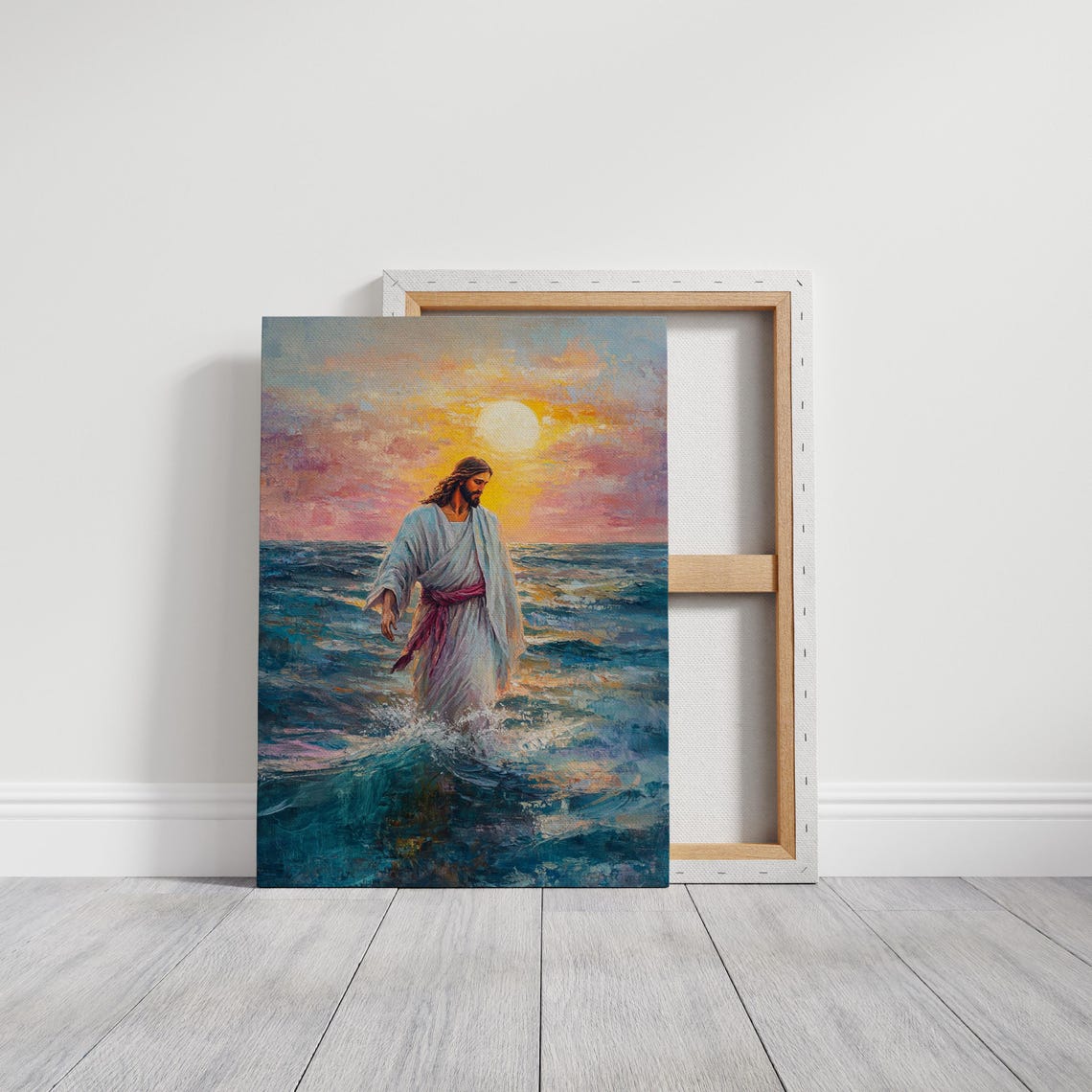 Jesus Walking On Water Golden Sunrise Ocean Miracle Art Poster - Image 5