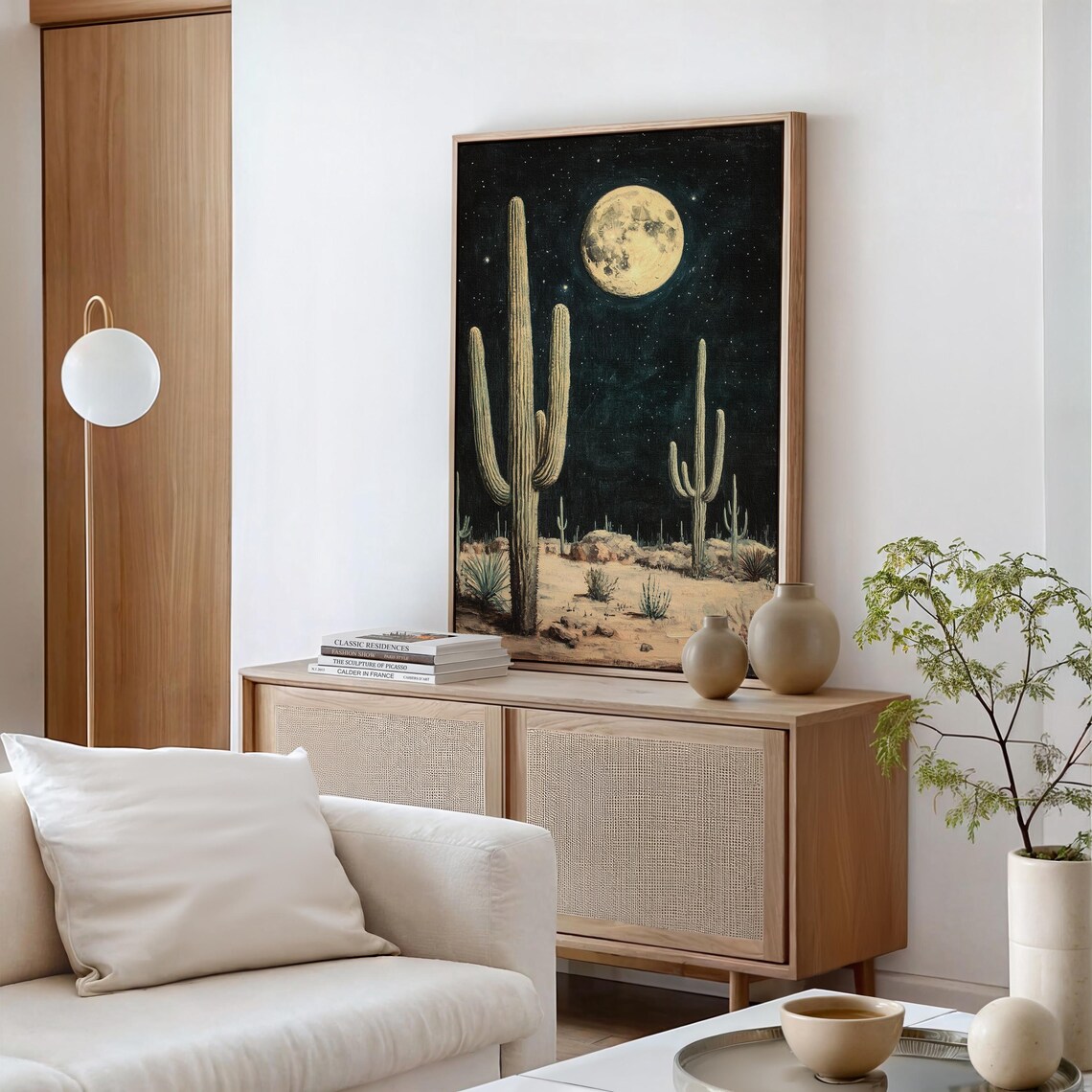 Desert Moonlight Cactus Landscape, Wall Art Print - Image 5