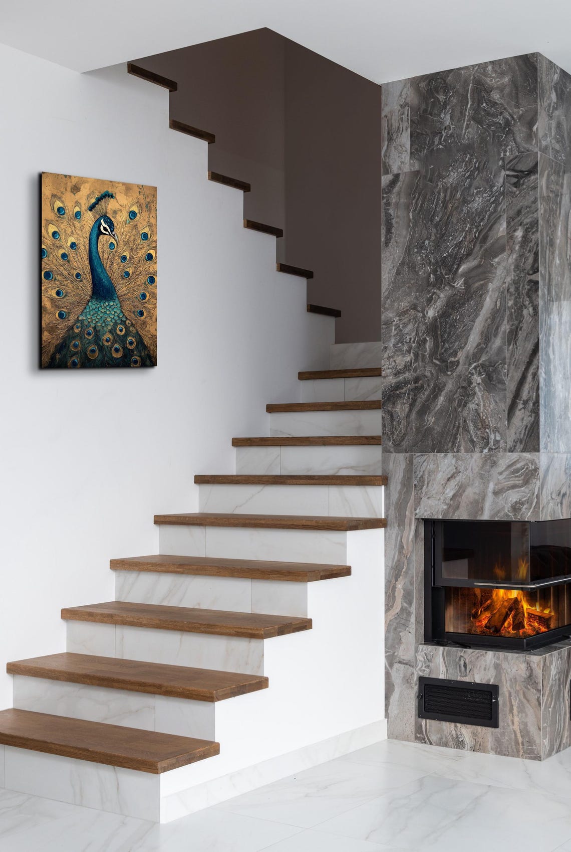 Peacock On Antique Gold Regal Plumage Elegant Bird Art Poster - Image 5
