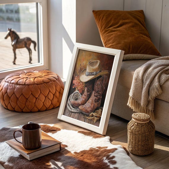 Cowboy Boots And Hat Western Still Life