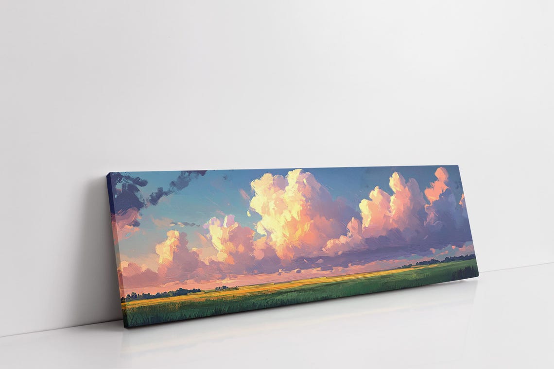 Serene Sunset Cloudscape Fields Majestic Pink Clouds Sky Poster - Image 7
