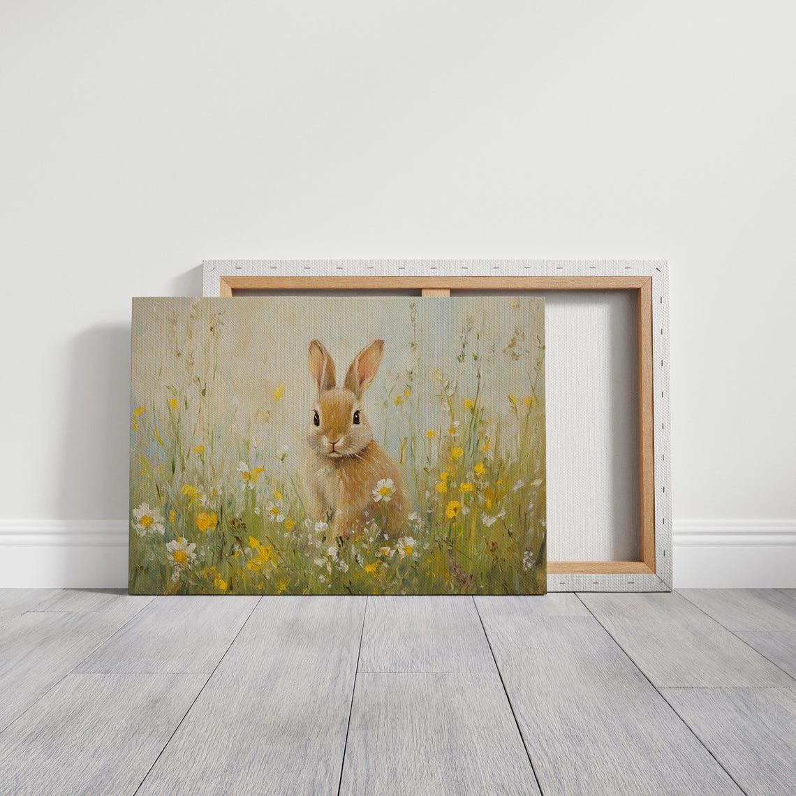 Charming Bunny Rabbit in Wildflower Meadow Vintage Spring Poster - Image 3
