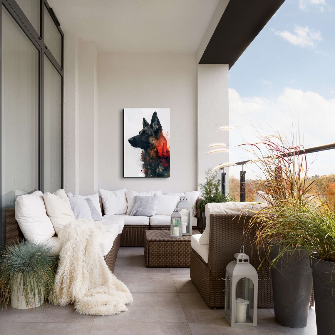 German Shepherd Double Exposure London Skyline Dog Portrait Wall Art - Image 4