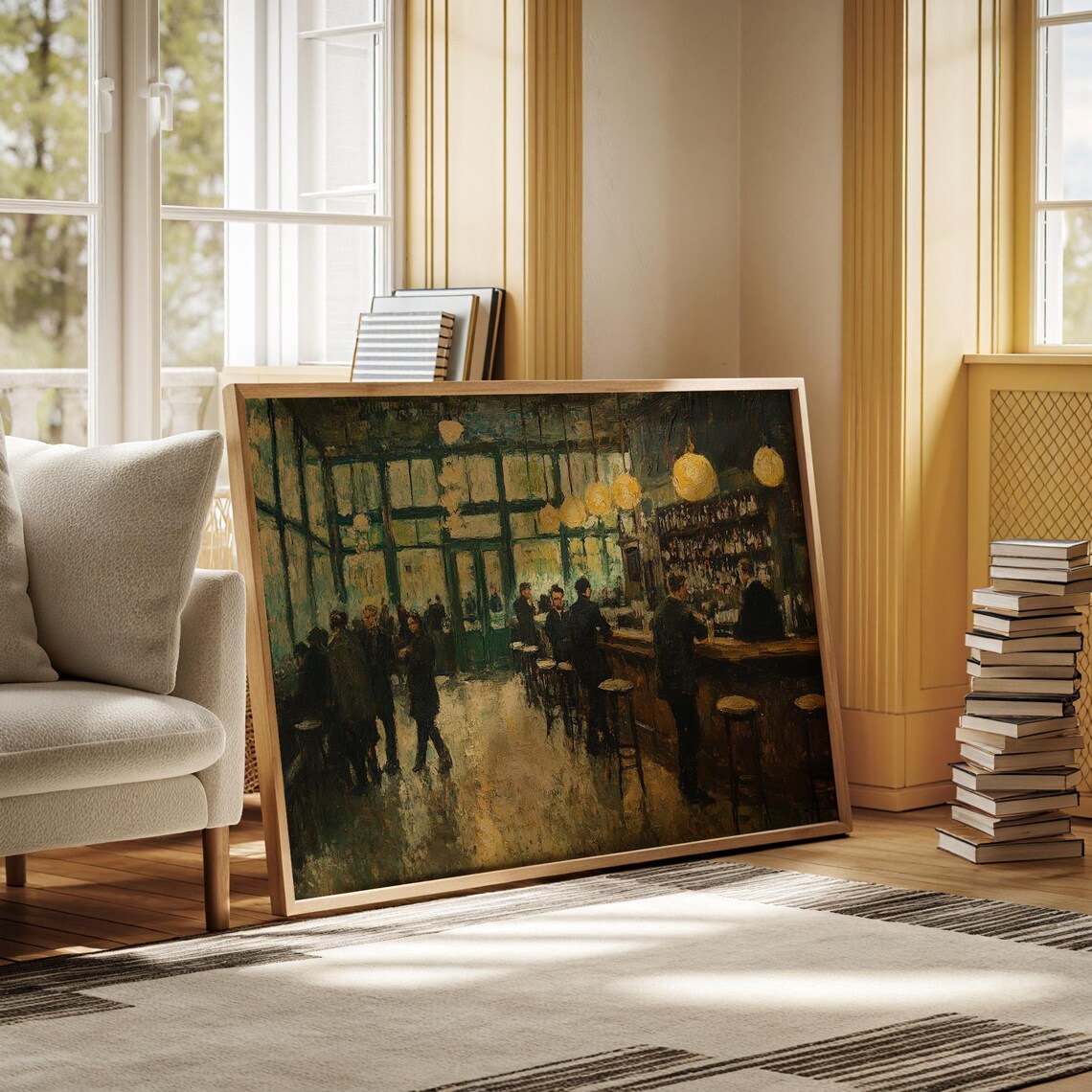 Vintage Bar Scene Art Print, Retro Decor - Image 3