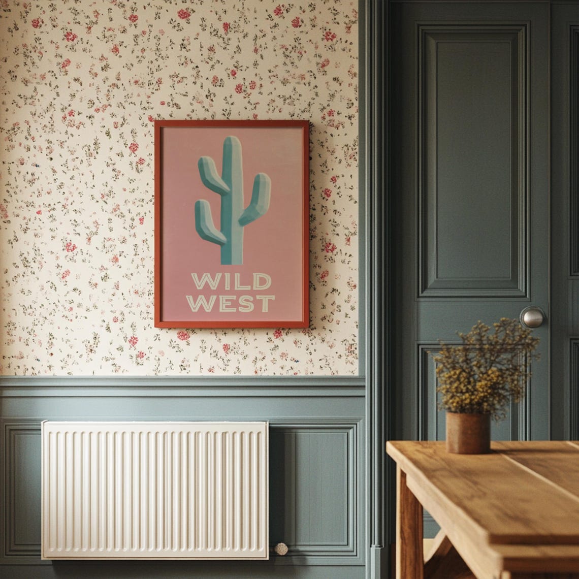 Wild West Cactus Pink Western Typography Statement Art Poster
