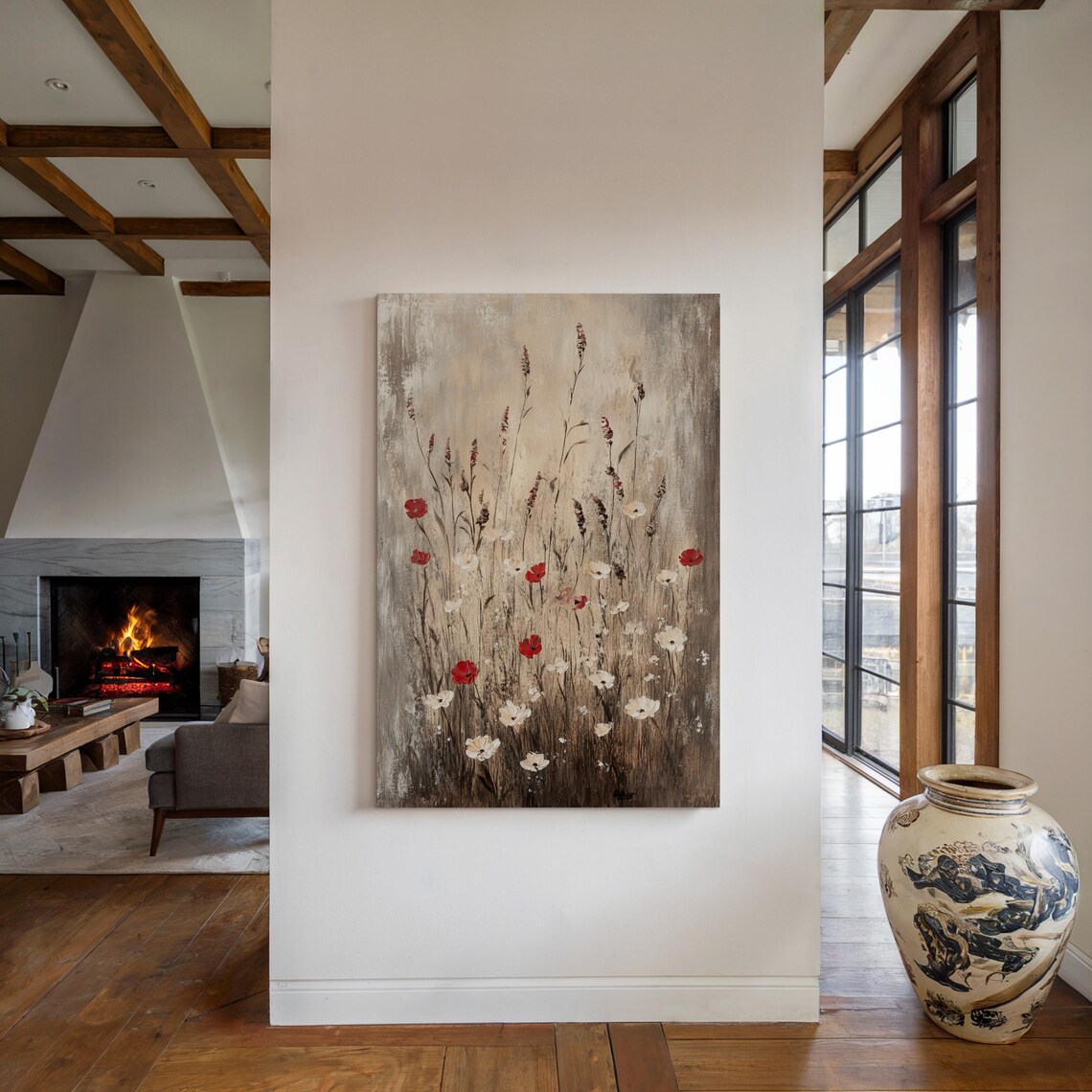 Vintage Rustic Wildflowers Red And White Blooms Floral Art Poster - Image 5