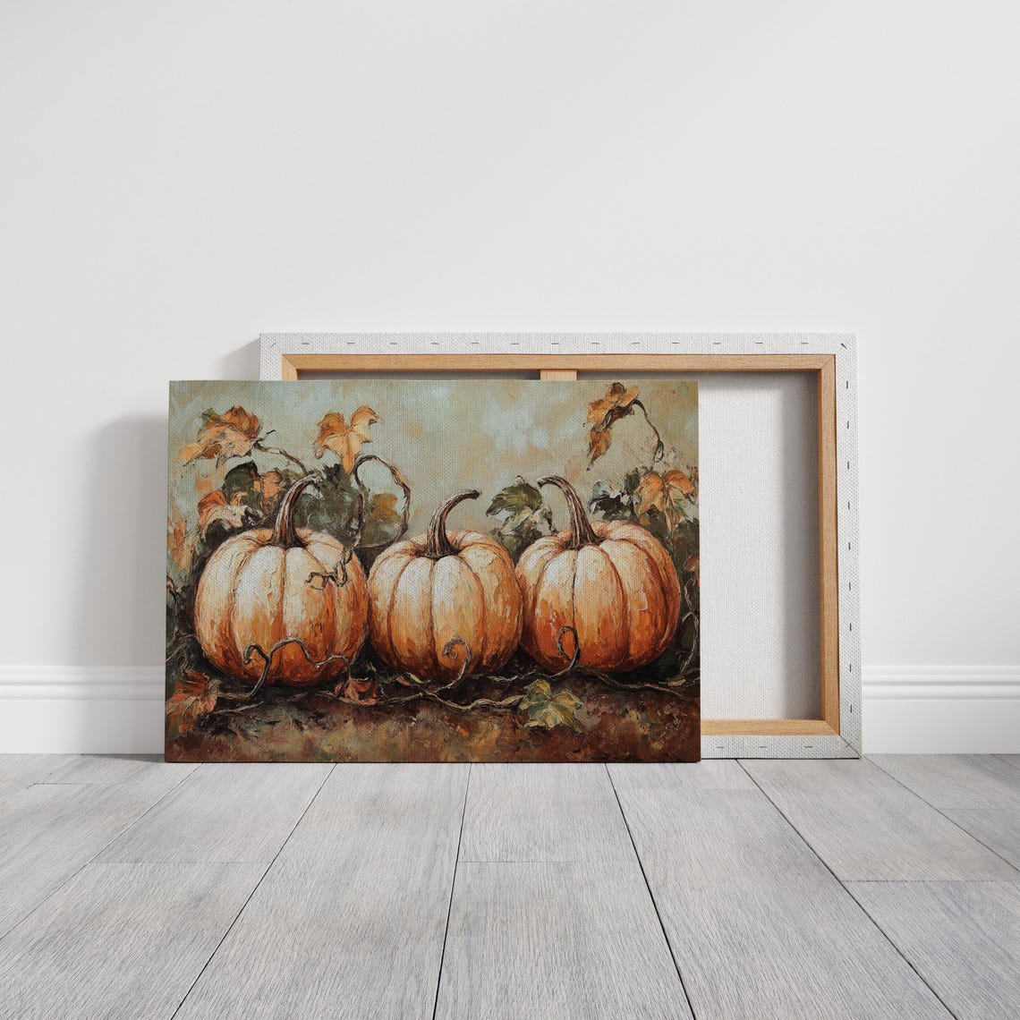 Rustic Pumpkin Harvest Trio Autumn Still Life Farmhouse Poster - Image 3