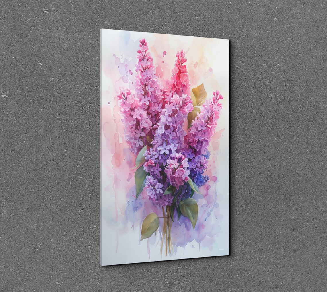 Soft Lilac Bouquet Pink Purple Watercolor Floral Spring Poster - Image 3