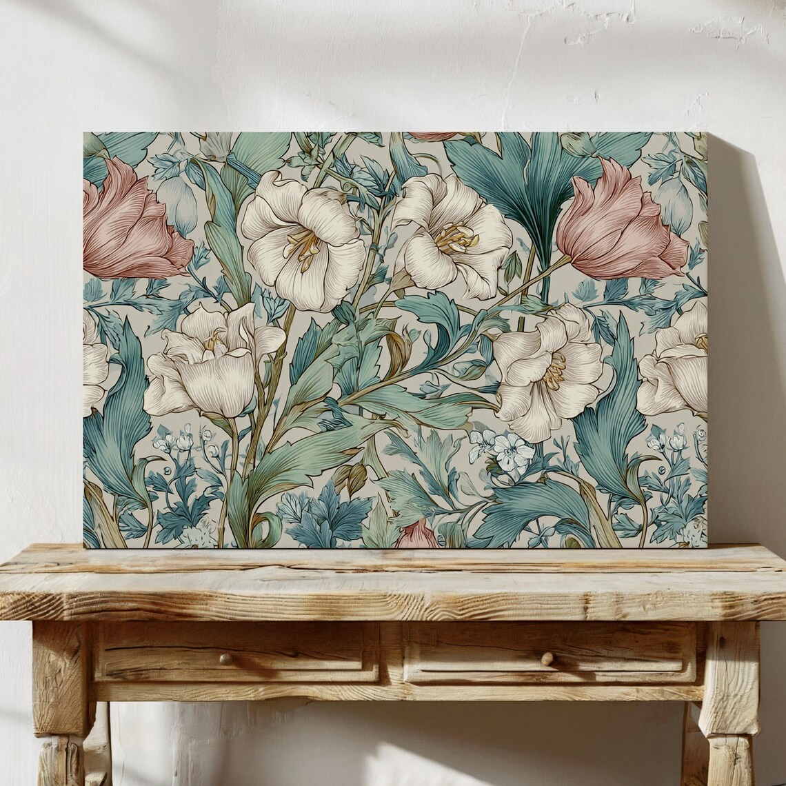 Vintage Botanical Floral Pattern In Soft Pastels