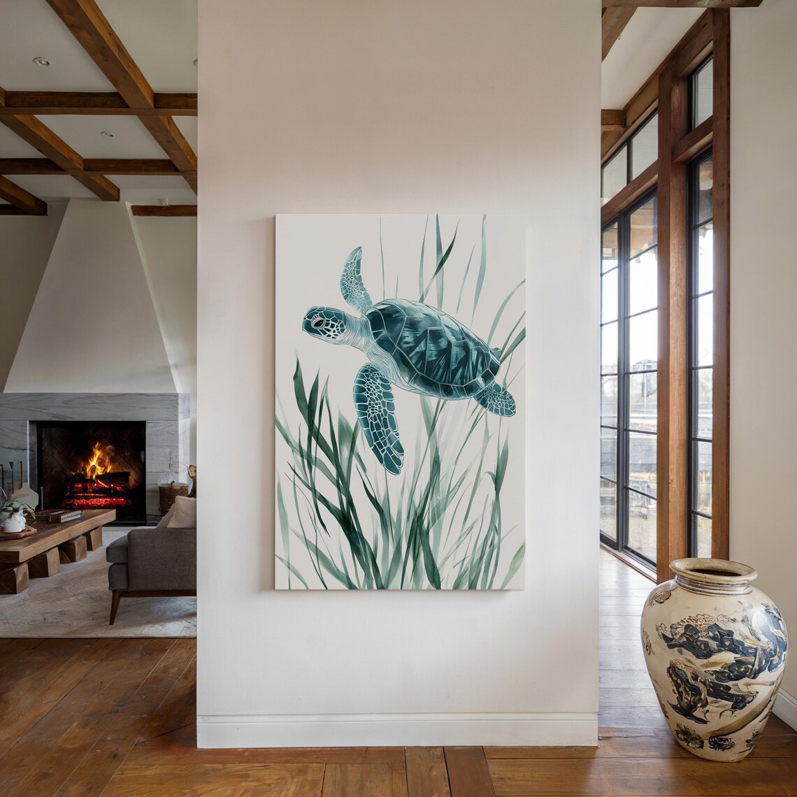 Sea Turtle Art, Minimalist Coastal Wildlife Illustration - Image 4