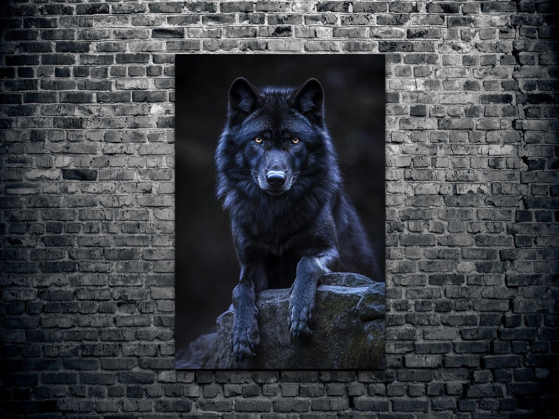 Black Wolf And Nature Art Print, Animal Wall Art - Image 2