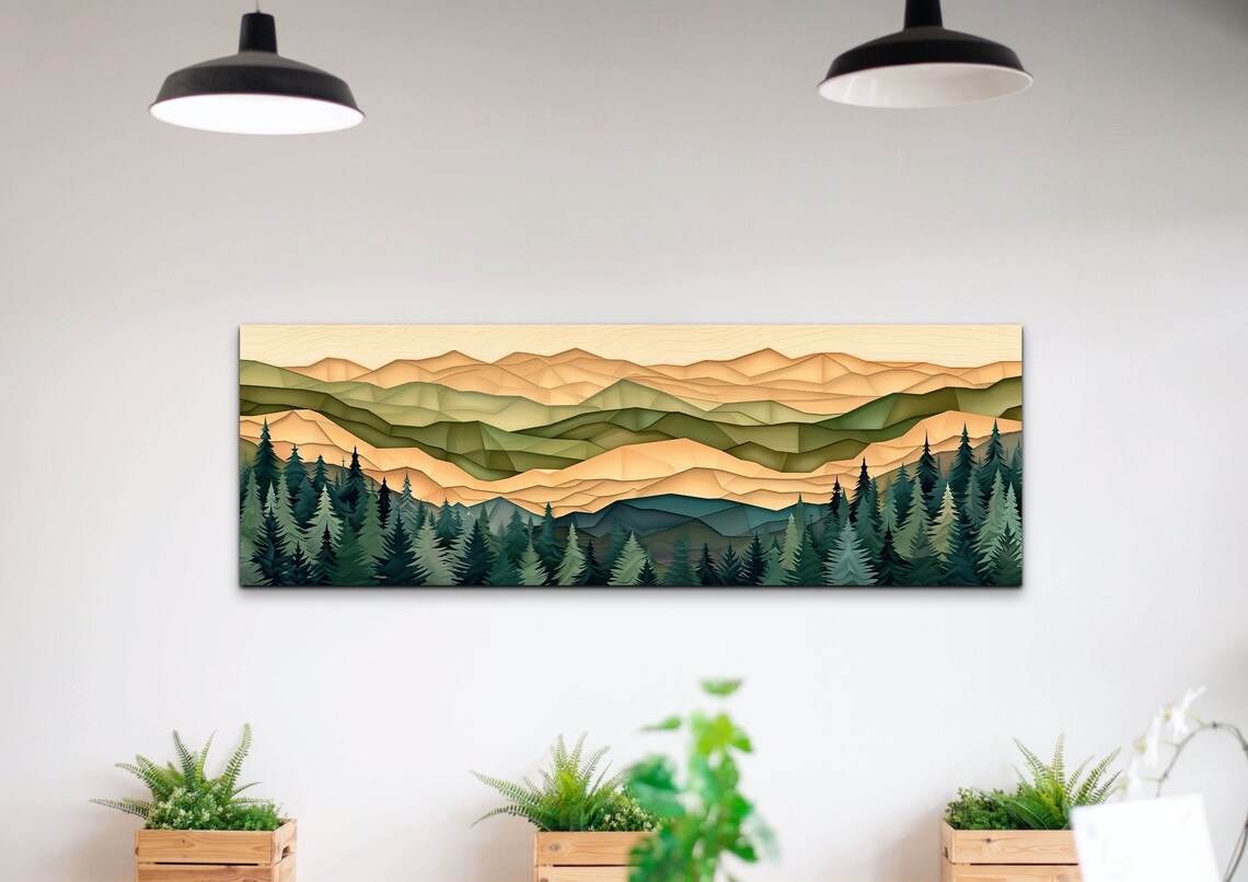 Geometric Mountain Range, Panoramic Wall Art Print - Image 6