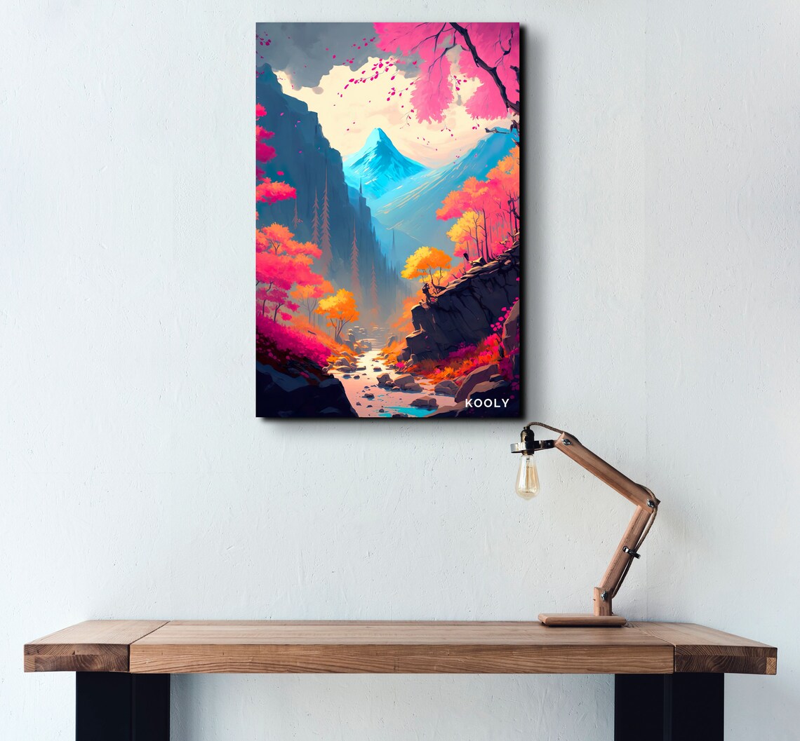 Abstract Mountain Range Wall Art Vibrant Home Decor Game Room 15 Gallery Style Home Decor - Image 3