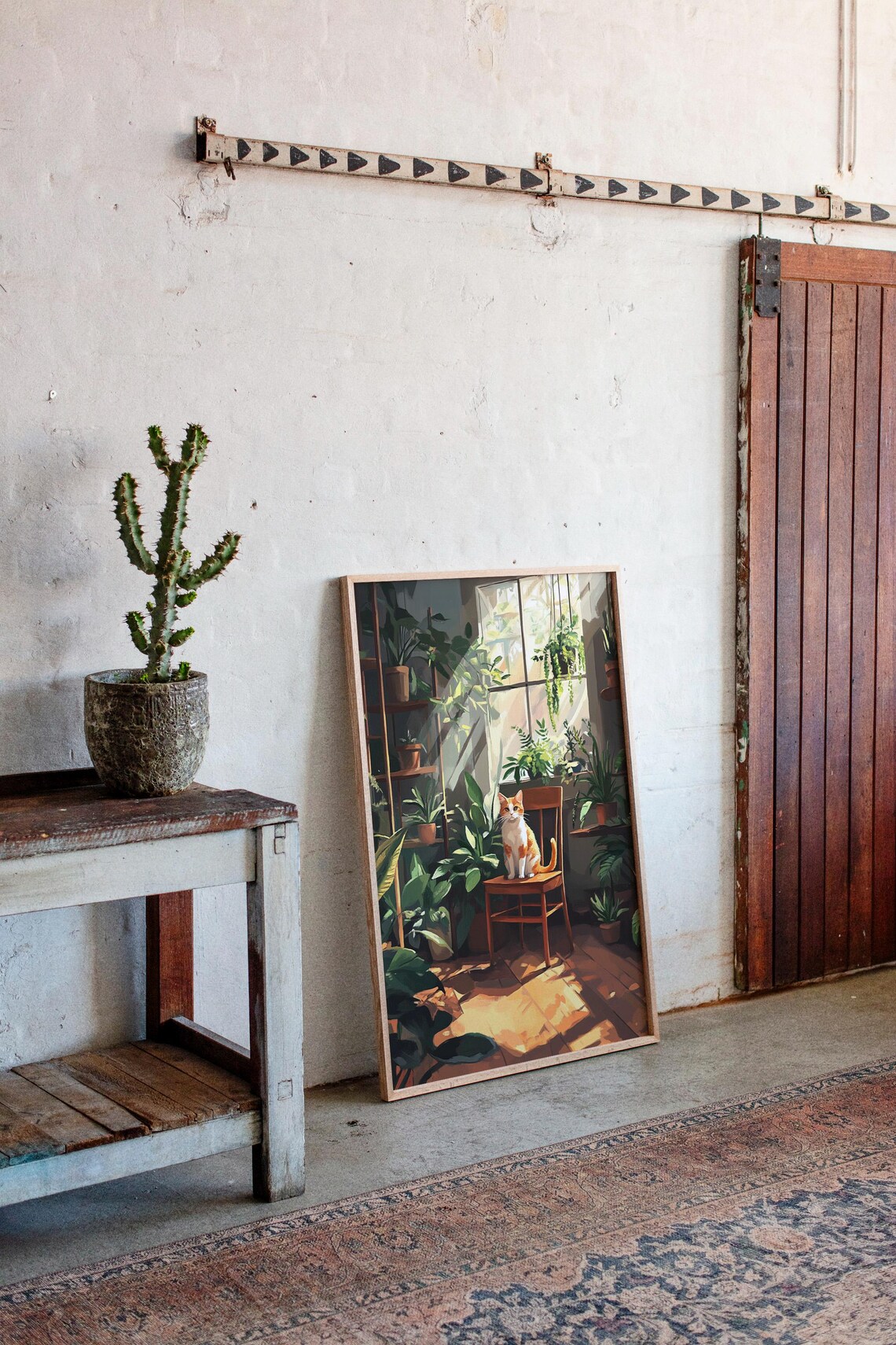 Orange Tabby Cat Poster Sitting Among Houseplants In Sunlit Window - Image 2