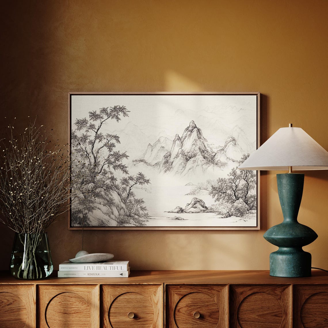 Chinese Style Ink Landscape With Mountains And Lake Art Poster - Image 4