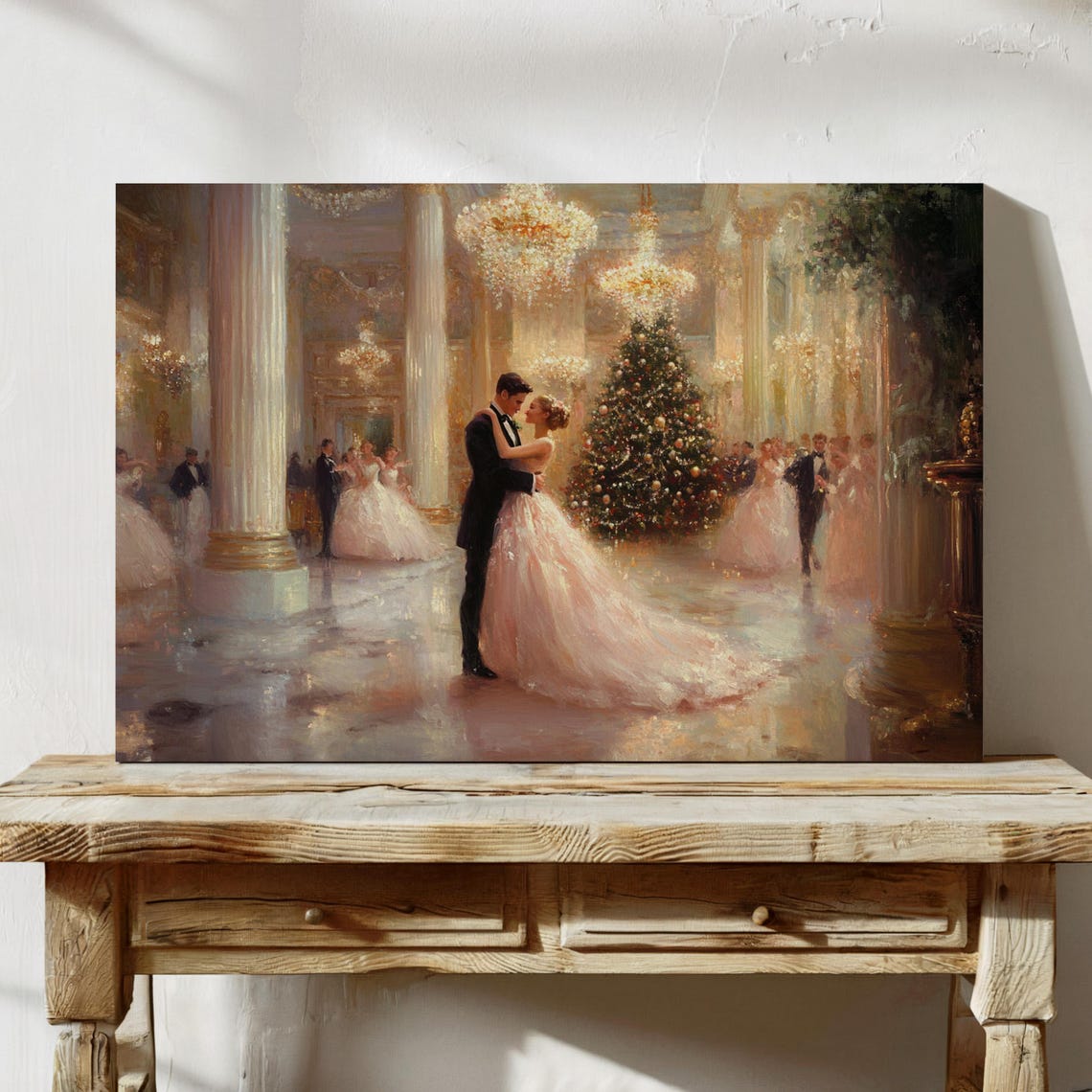 Vintage Christmas Ballroom Dance Romantic Holiday Grand Ball Print - Image 4