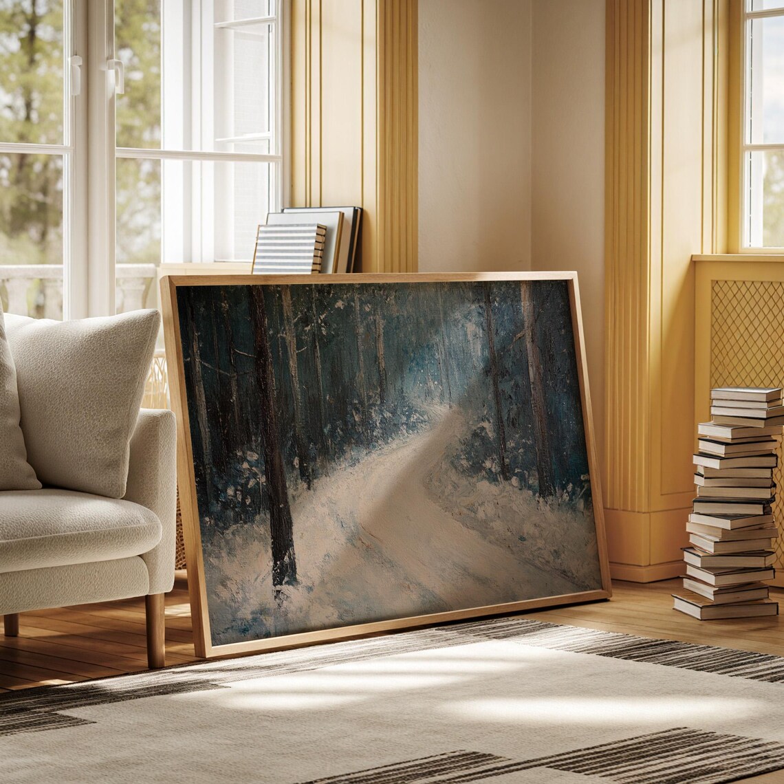 Snowy Forest Path Art Print, Serene Winter Landscape - Image 6