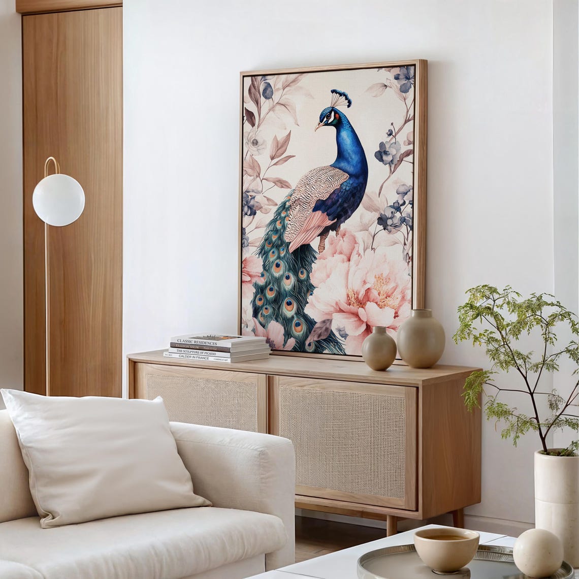 Graceful Peacock Pink Blossoms Elegant Floral Nature Wall Art - Image 4