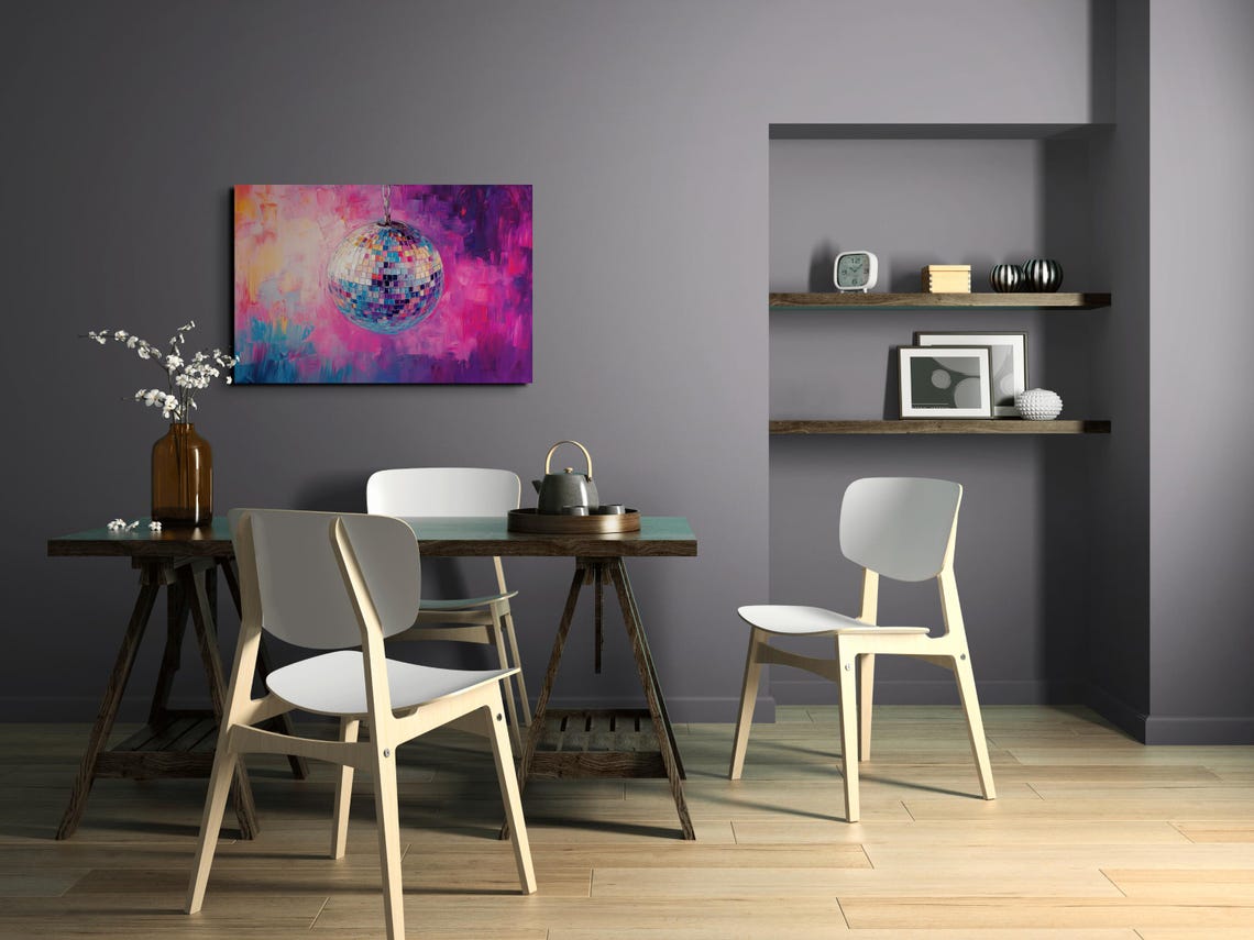 Disco Ball Color Explosion Ready To Hang Wall Art Print Heart Art Cute Decor Wall Art Home Decor Groovy Art Prints - Image 6