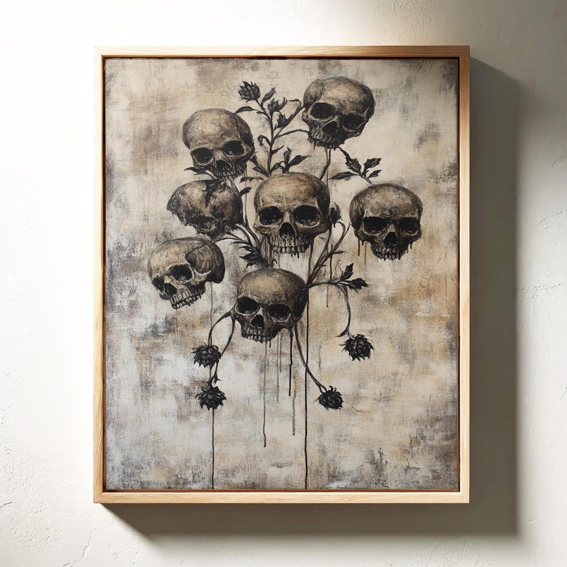 Gothic Skull Floral Bouquet Dark Botanical Macabre Skull Art Poster - Image 4