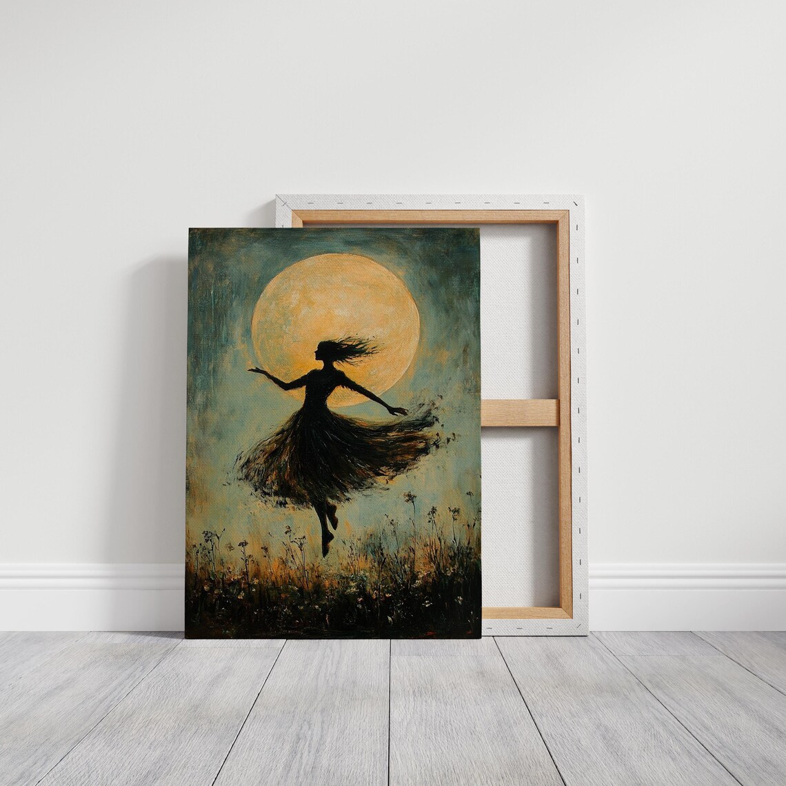 Silhouette Dancing In Moonlight, Whimsical Abstract Night Scene - Image 3