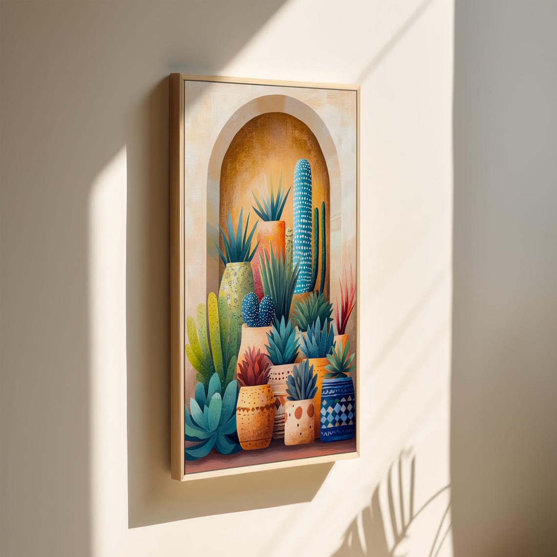 Potted Cacti And Succulents Under Desert Arch Colorful Boho Poster - Image 5