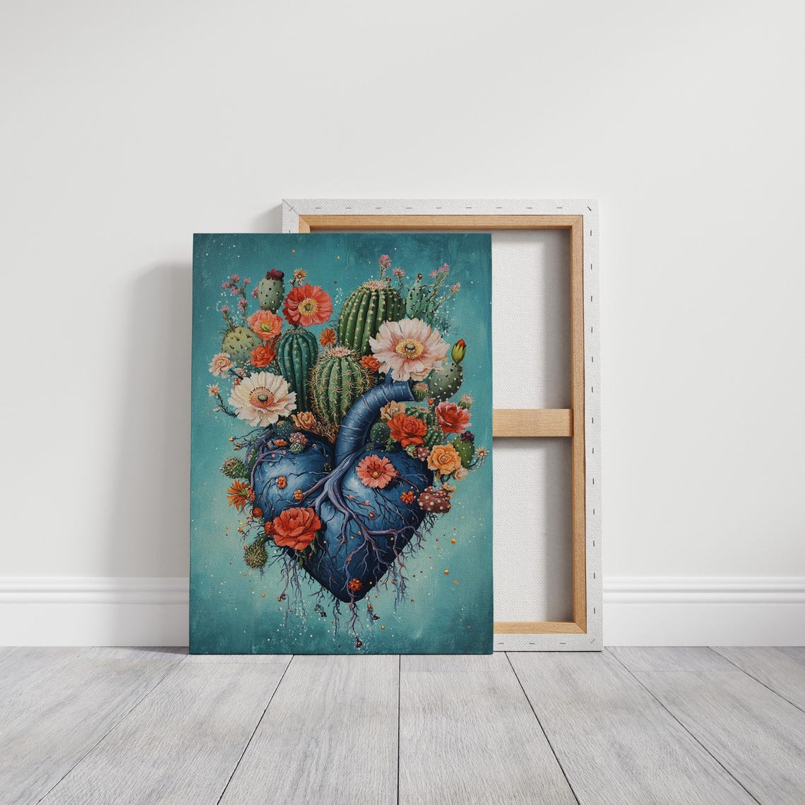 Blue Anatomical Heart Cactus Bloom Botanical Desert Art Poster - Image 6