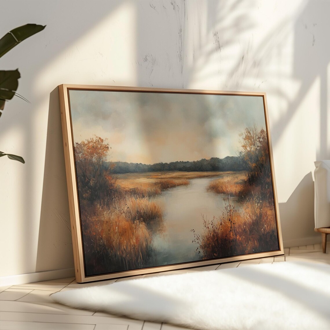 Autumn Marsh Landscape, Rustic Farmhouse Decor