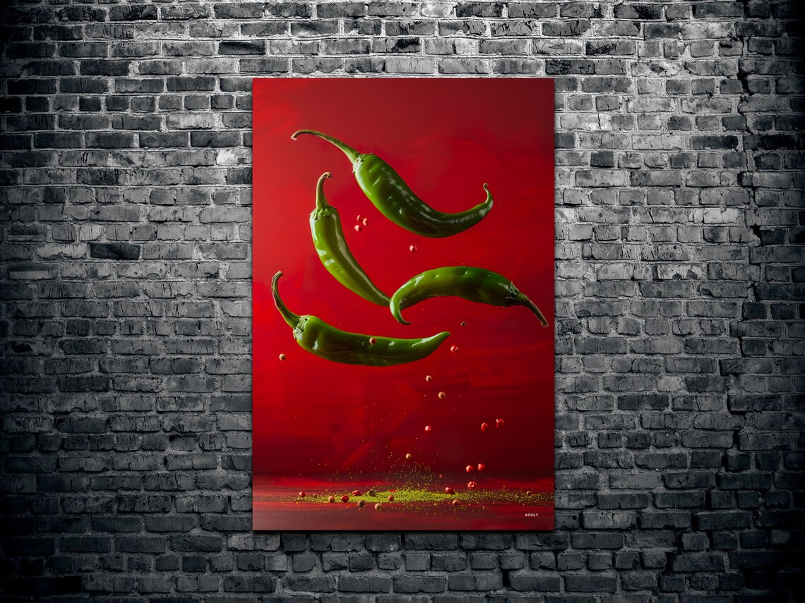 Red And Green Chili Peppers Kitchen Food Art - Image 2