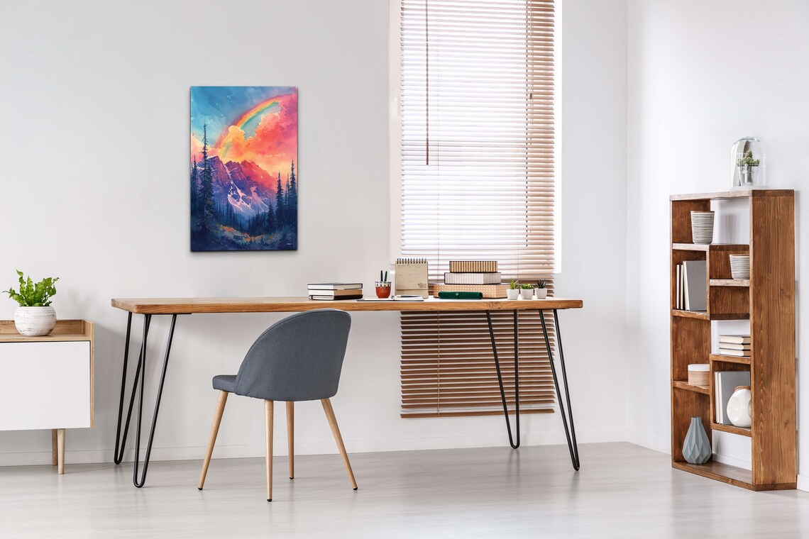 Watercolor Rainbow Mountain Wall Art - Image 5